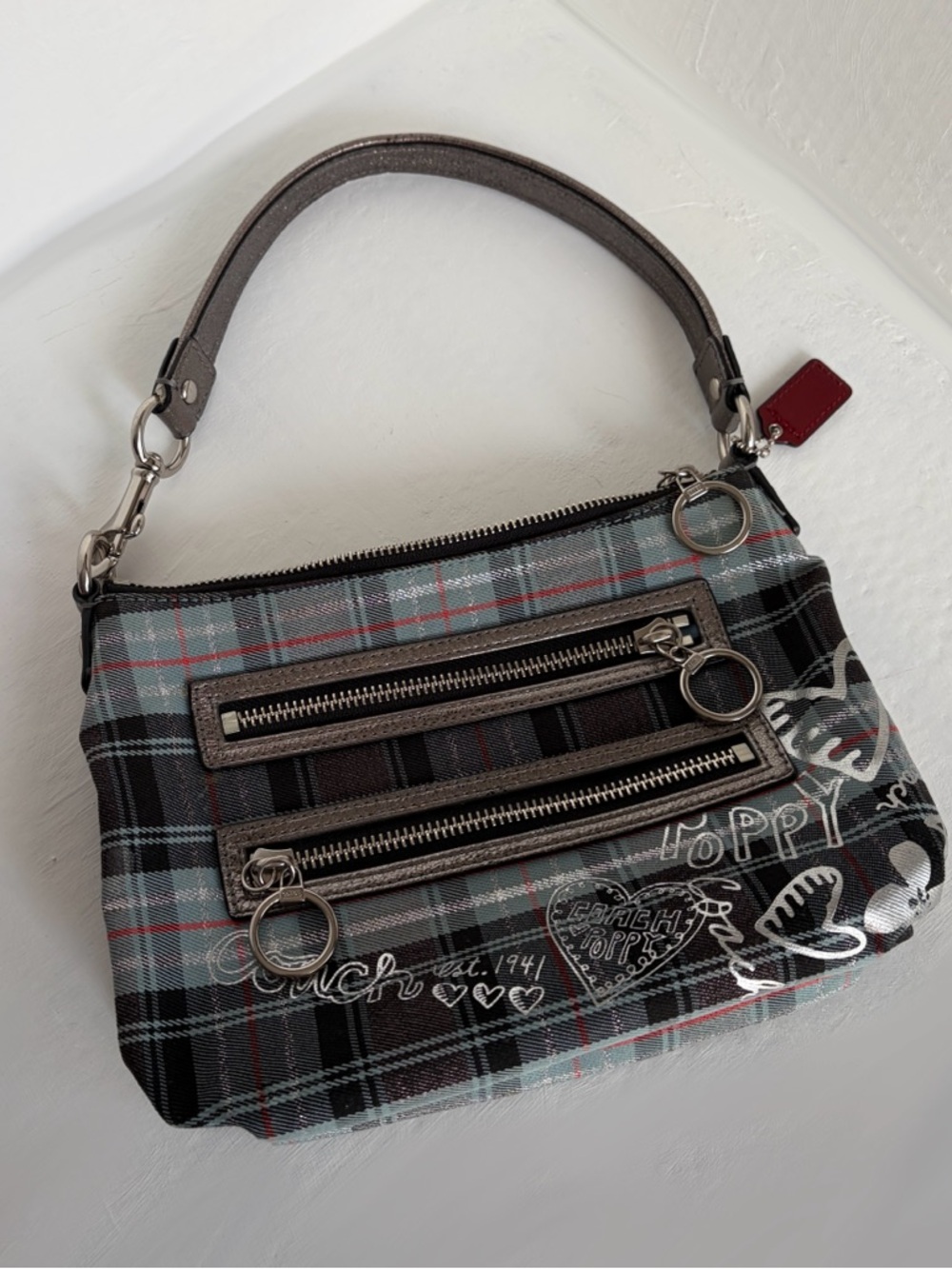 Coach Poppy Y2K Style Plaid Tartan Shoulder Bag